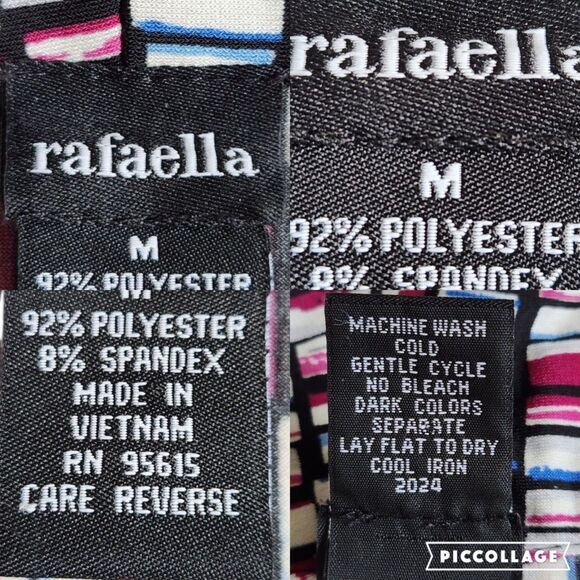 Rafaella Multi Color Black Burgundy Blue Geometric Subtle Puff 3/4 Sleeve Top M - Picture 10 of 10